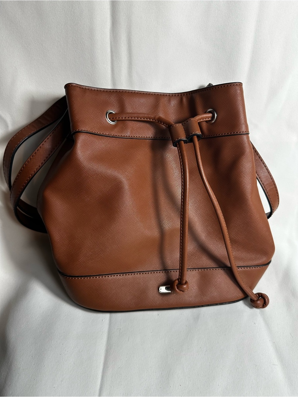 CHAPS Dresden Classic Brown Drawstring Bucket Shoulder Purse